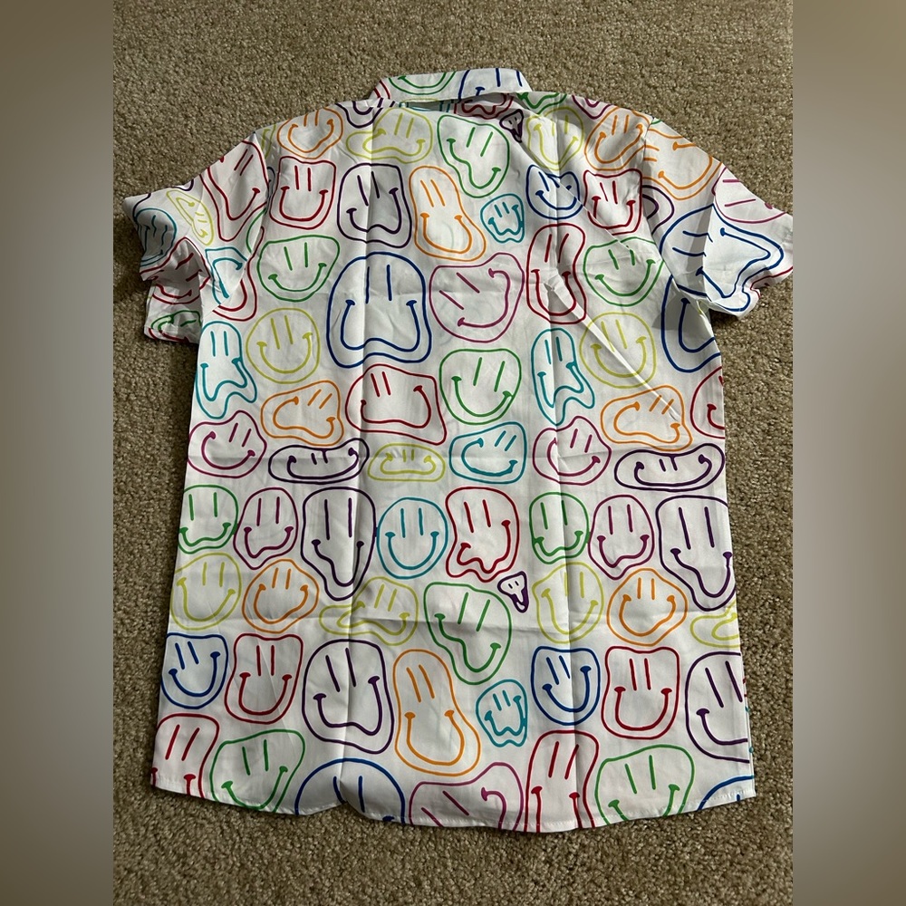 Colorful Smiley Print Button Up - Picture 3 of 5